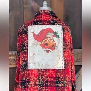 Angry Minnow SANTA BABY Flannel- Distressed Candy Cane Plaid - XL